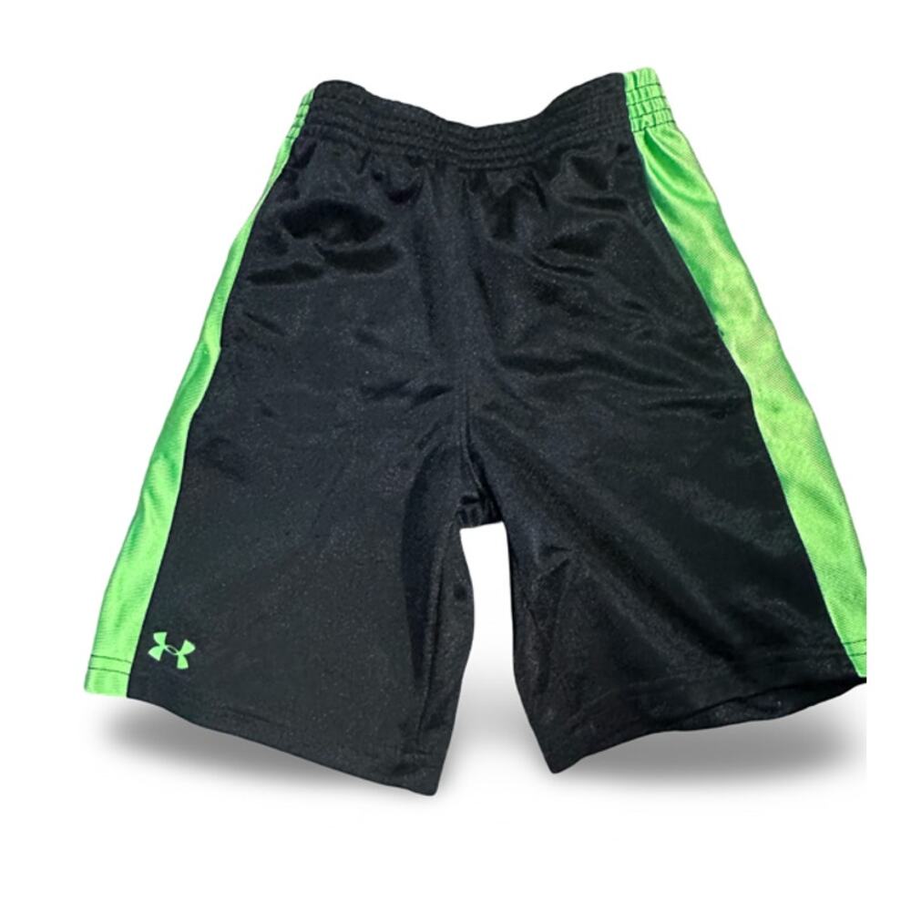 Under Armour Shorts Boys 3T Black Green Athletic Mesh Active Shorts